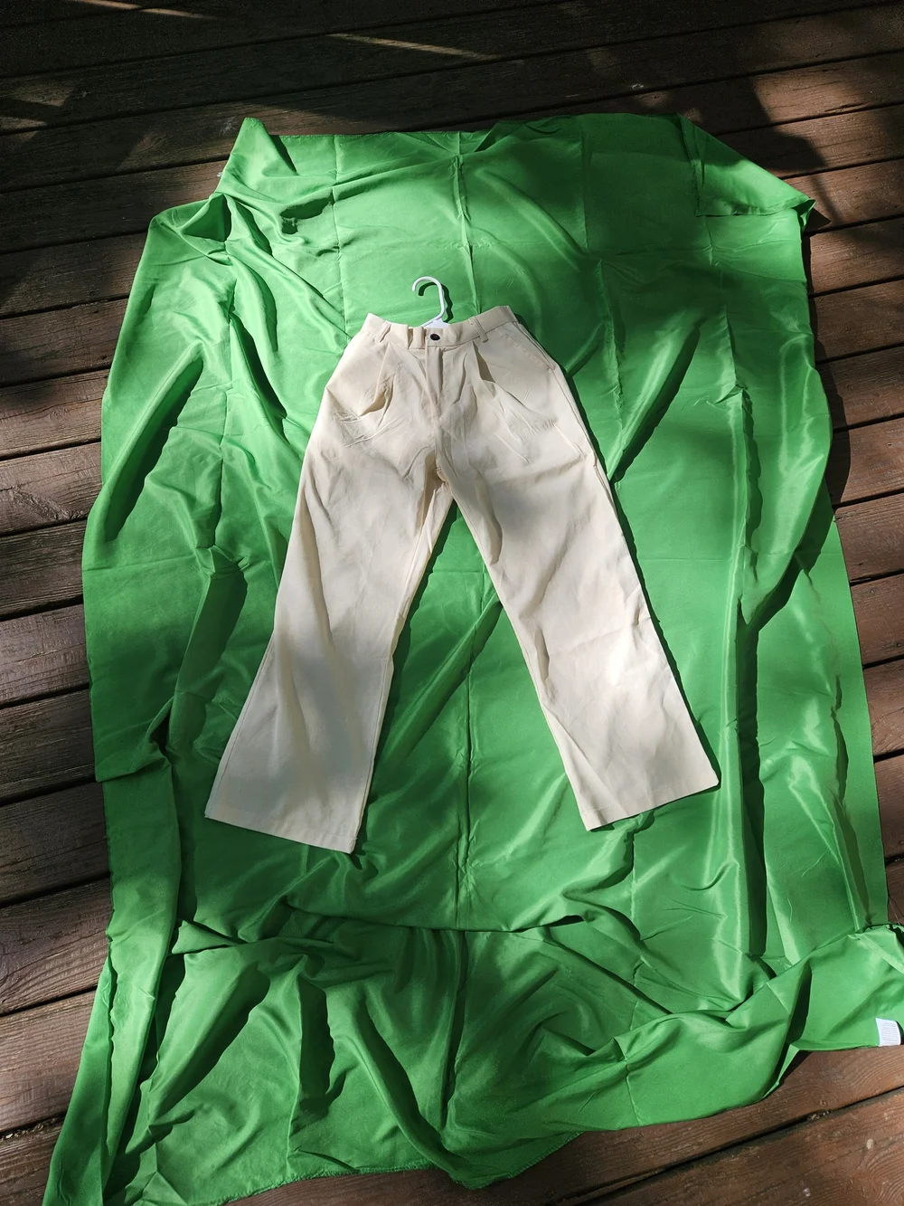 Men's Cream Straight-Leg Pants Medium
